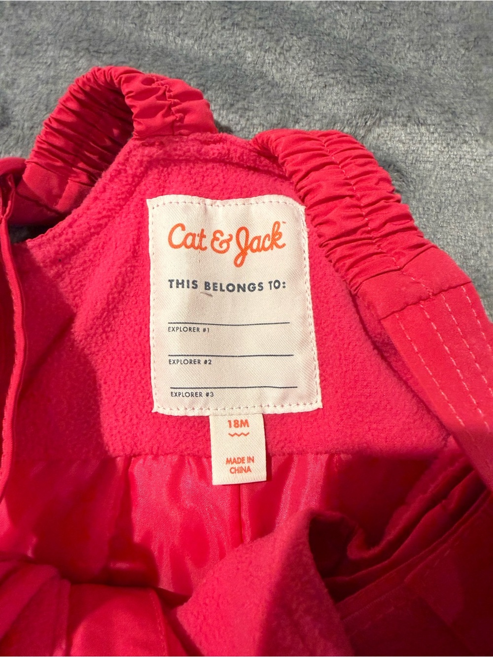 Cat & Jack Bright Pink Kids Snow Overalls - Picture 3 of 5